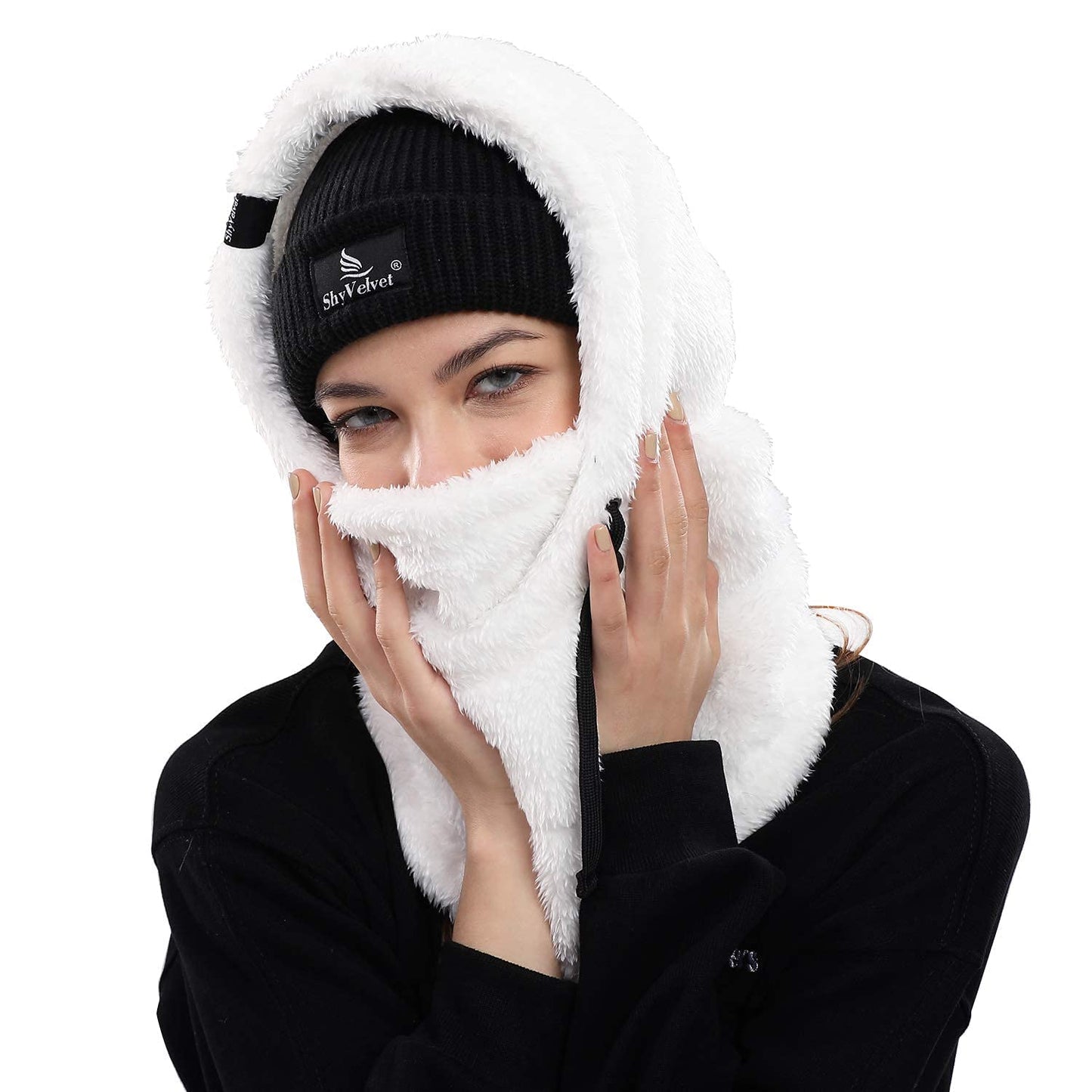 Shy Velvet Balaclava Wind-Resistant Winter Face Mask,Fleece Ski Mask for Men and Women,Warm Face Cover Hat Cap Scarf