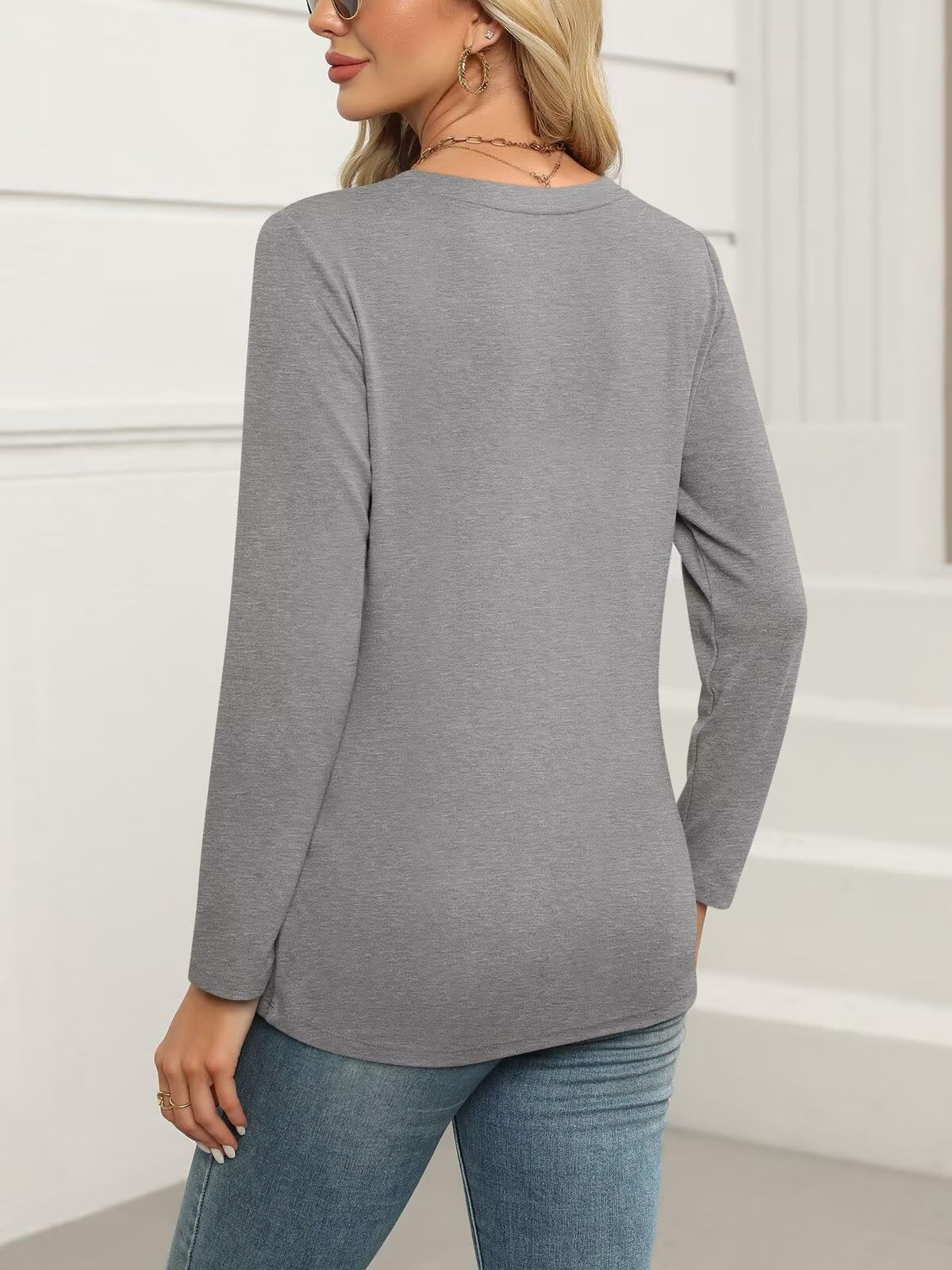 ORANDESIGNE Women's Long Sleeve Shirts Fall Zipper Tops Tunics Ladies Casual Tees Blouses