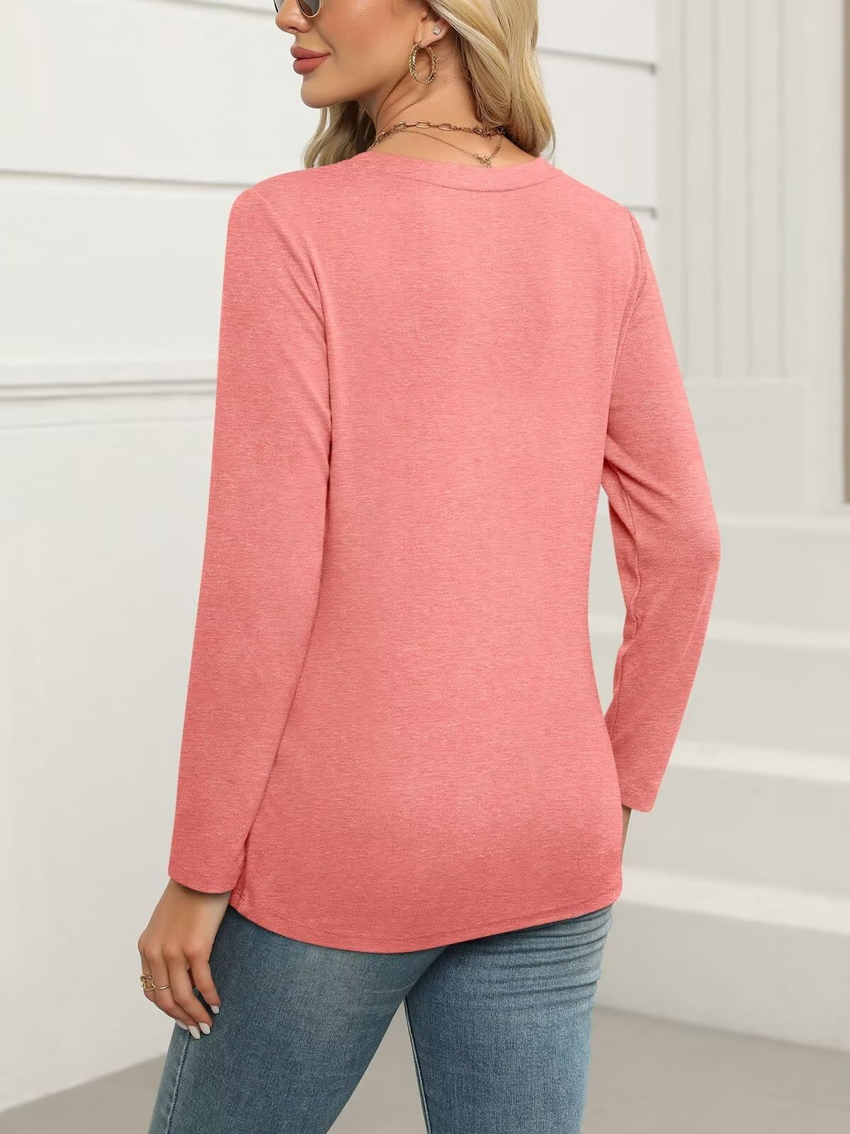 ORANDESIGNE Women's Long Sleeve Shirts Fall Zipper Tops Tunics Ladies Casual Tees Blouses