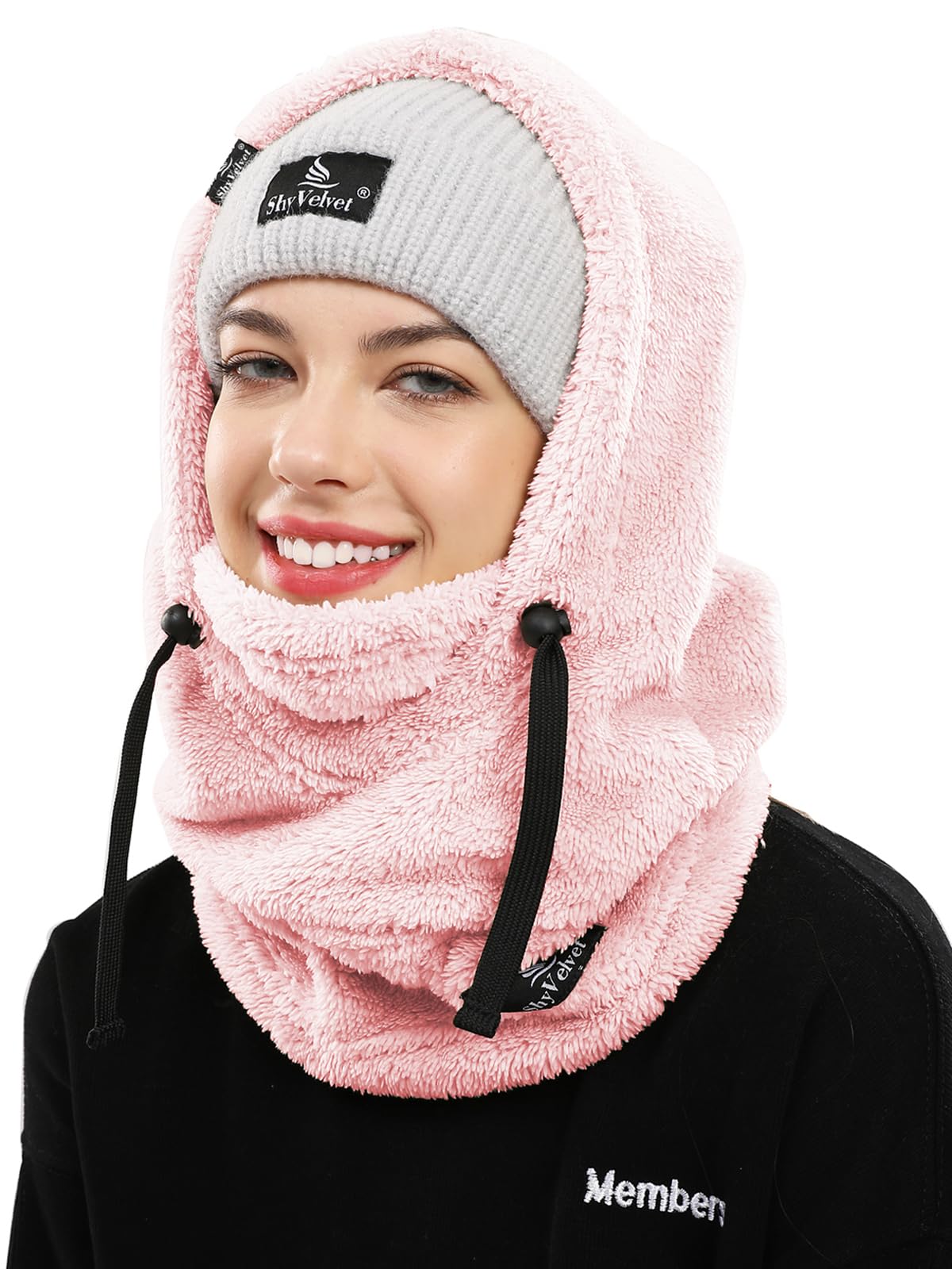Shy Velvet Balaclava Wind-Resistant Winter Face Mask,Fleece Ski Mask for Men and Women,Warm Face Cover Hat Cap Scarf