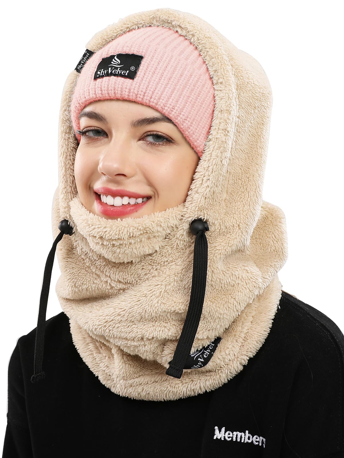 Shy Velvet Balaclava Wind-Resistant Winter Face Mask,Fleece Ski Mask for Men and Women,Warm Face Cover Hat Cap Scarf