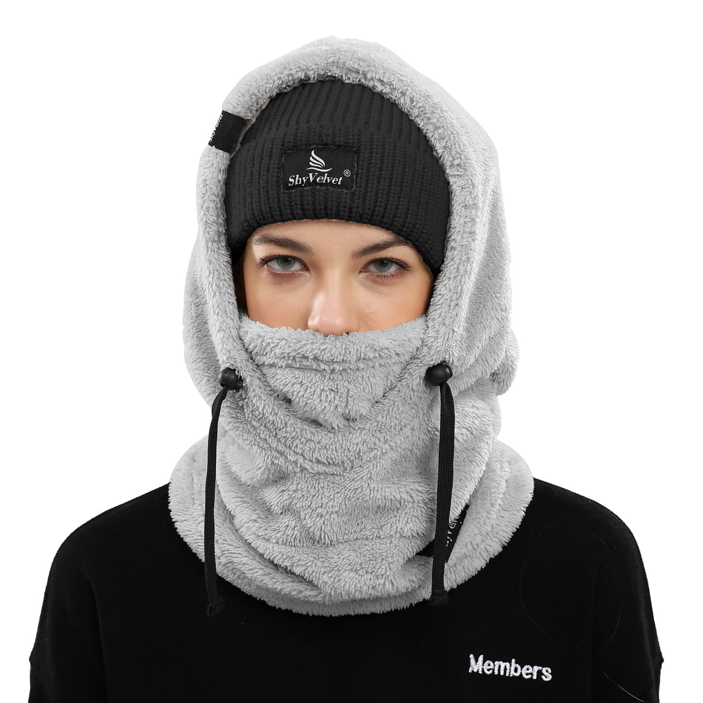 Shy Velvet Balaclava Wind-Resistant Winter Face Mask,Fleece Ski Mask for Men and Women,Warm Face Cover Hat Cap Scarf