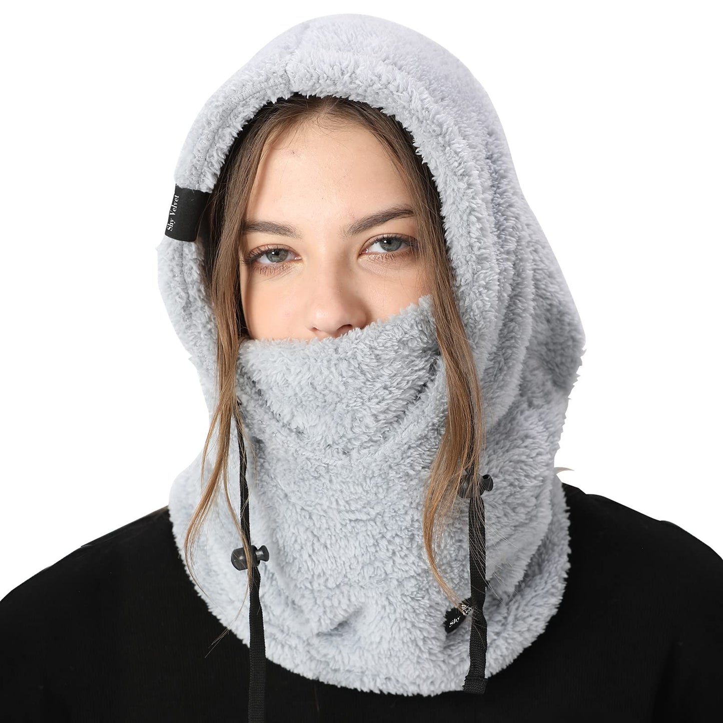 Shy Velvet Balaclava Wind-Resistant Winter Face Mask,Fleece Ski Mask for Men and Women,Warm Face Cover Hat Cap Scarf