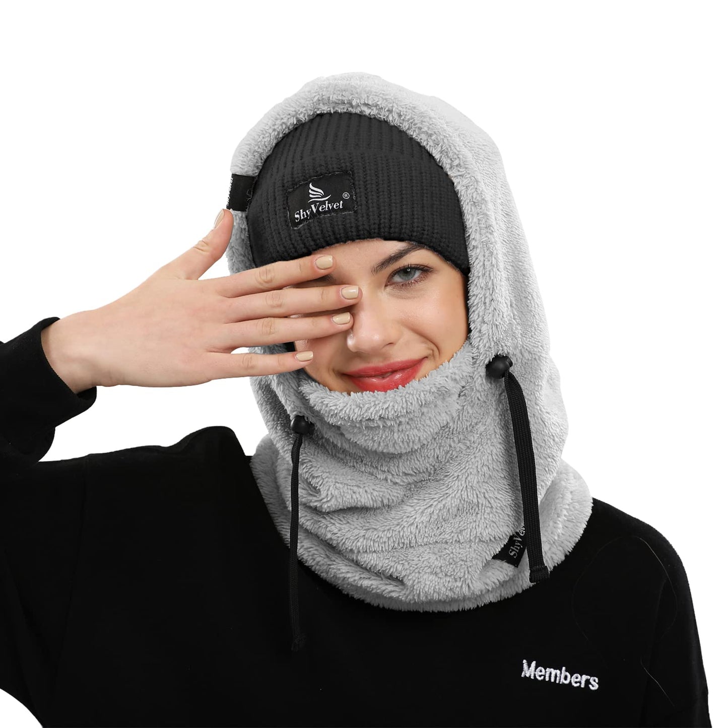 Shy Velvet Balaclava Wind-Resistant Winter Face Mask,Fleece Ski Mask for Men and Women,Warm Face Cover Hat Cap Scarf