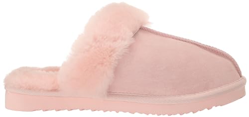 Dearfoams Women's Fireside Sydney Shearling Fur Indoor/Outdoor Scuff Slipper with Wide Widths