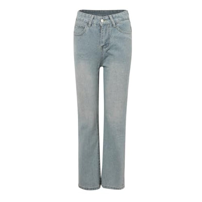 Women's Modern Straight Jeans Wide Leg Casual 2024 Boyfriend Cropped Raw Hem Denim Pants Cropped Wide-Leg Jeans