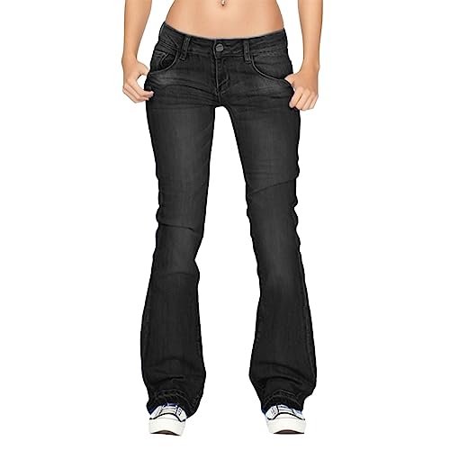 Jeans for Women High Waist Stretchy Classic Button Fly Stretchy Straight Legs Denim Pants Loose Boyfriend Denim Pant