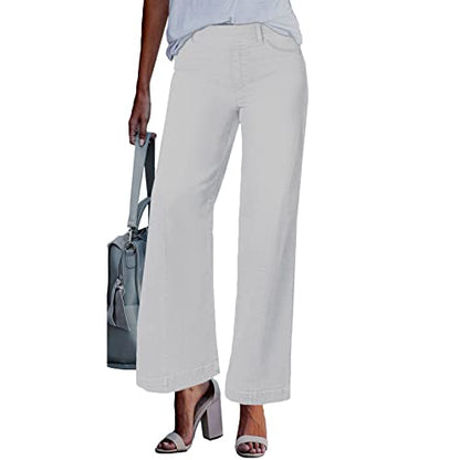 Womens Straight Leg Jeans High Waisted Wide Leg Jeans Casual Stretchy Denim Pants