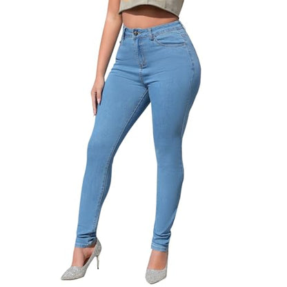 Womens Straight Leg Jeans High Waisted Wide Leg Jeans Casual Stretchy Denim Pants