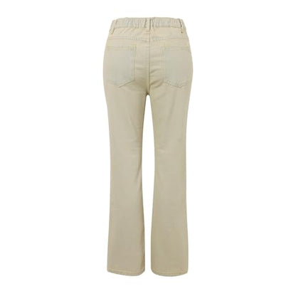 Women's Modern Straight Jeans Wide Leg Casual 2024 Boyfriend Cropped Raw Hem Denim Pants Cropped Wide-Leg Jeans