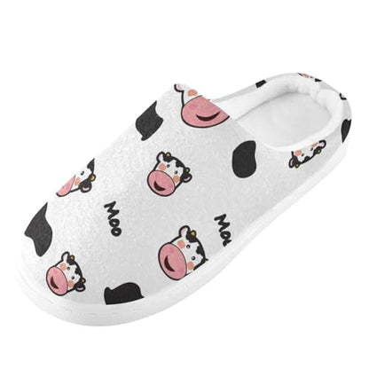 Cute Cow Face Mens Womens Spa Slippers Cozy Memory Foam Slippers Indoor Outdoor House Slippers XS