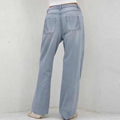 Women's Wide Leg Jeans High Waist Stretchy Classic High Rise Slimming Jeggings Cropped Wide-Leg Jeans