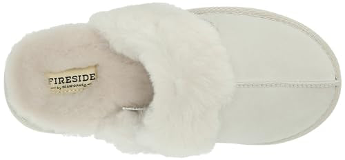 Dearfoams Women's Fireside Sydney Shearling Fur Indoor/Outdoor Scuff Slipper with Wide Widths