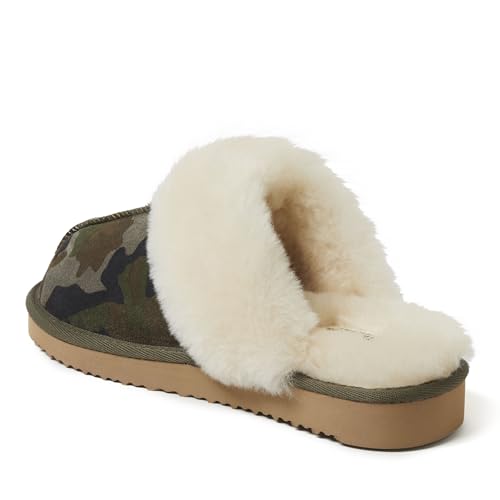 Dearfoams Women's Fireside Sydney Shearling Fur Indoor/Outdoor Scuff Slipper with Wide Widths