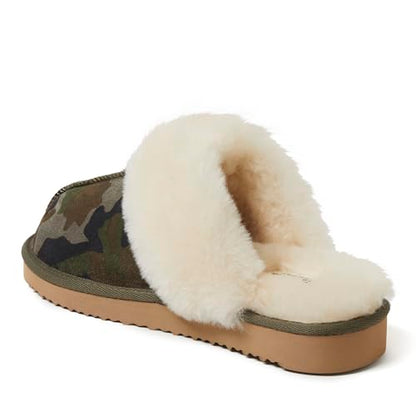 Dearfoams Women's Fireside Sydney Shearling Fur Indoor/Outdoor Scuff Slipper with Wide Widths