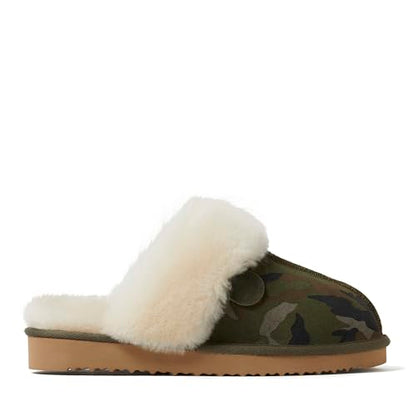 Dearfoams Women's Fireside Sydney Shearling Fur Indoor/Outdoor Scuff Slipper with Wide Widths