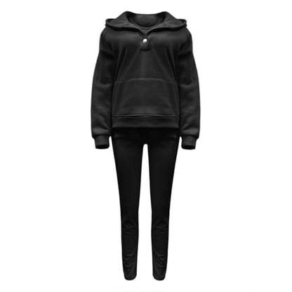 Lounge Sets for Women - 2 Piece Button Thick Outfits Sweatsuit Hoodies with Pants Fall Jogging Track Suits for Women