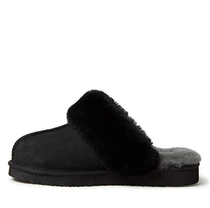 Dearfoams Women's Fireside Sydney Shearling Fur Indoor/Outdoor Scuff Slipper with Wide Widths