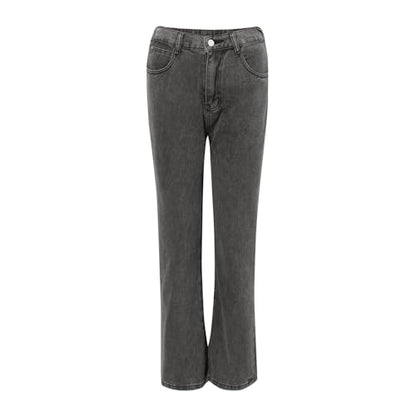 Women's Modern Straight Jeans Wide Leg Casual 2024 Boyfriend Cropped Raw Hem Denim Pants Cropped Wide-Leg Jeans