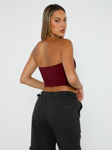 Trendy Queen Womens Tube Tops Strapless Crop Tops Basic Backless Sleeveless Bandeau Going Out Cute 2024 Summer Outfits