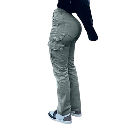 Womens Straight Leg Jeans High Waisted Wide Leg Jeans Casual Stretchy Denim Pants