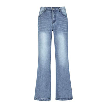 Women's Wide Leg Jeans High Waist Stretchy Classic High Rise Slimming Jeggings Cropped Wide-Leg Jeans