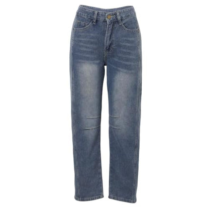 Women's Modern Straight Jeans Wide Leg Casual 2024 Boyfriend Cropped Raw Hem Denim Pants Cropped Wide-Leg Jeans