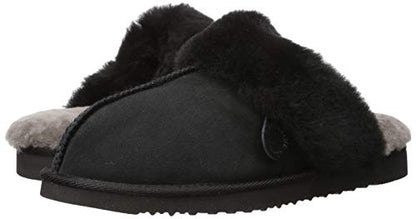 Dearfoams Women's Fireside Sydney Shearling Fur Indoor/Outdoor Scuff Slipper with Wide Widths