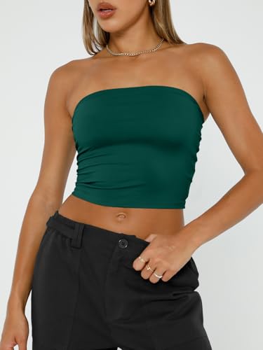 Trendy Queen Womens Tube Tops Strapless Crop Tops Basic Backless Sleeveless Bandeau Going Out Cute 2024 Summer Outfits