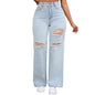 Womens Straight Leg Jeans High Waisted Wide Leg Jeans Casual Stretchy Denim Pants