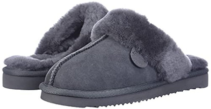 Dearfoams Women's Fireside Sydney Shearling Fur Indoor/Outdoor Scuff Slipper with Wide Widths