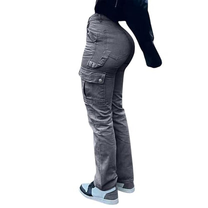 Womens Straight Leg Jeans High Waisted Wide Leg Jeans Casual Stretchy Denim Pants