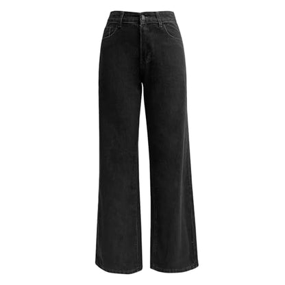 Women's Modern Straight Jeans Wide Leg Casual 2024 Boyfriend Cropped Raw Hem Denim Pants Cropped Wide-Leg Jeans