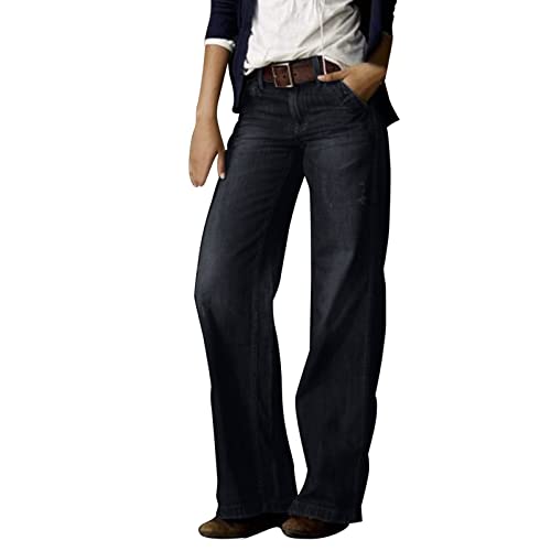 Jeans for Women High Waist Stretchy Classic Button Fly Stretchy Straight Legs Denim Pants Loose Boyfriend Denim Pant