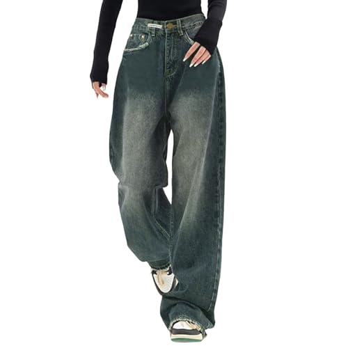 Jeans for Women High Waist Stretchy Classic Button Fly Stretchy Straight Legs Denim Pants Loose Boyfriend Denim Pant