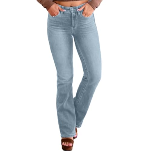 Womens Straight Leg Jeans High Waisted Wide Leg Jeans Casual Stretchy Denim Pants