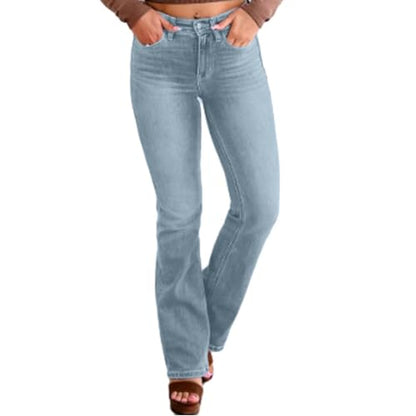 Womens Straight Leg Jeans High Waisted Wide Leg Jeans Casual Stretchy Denim Pants