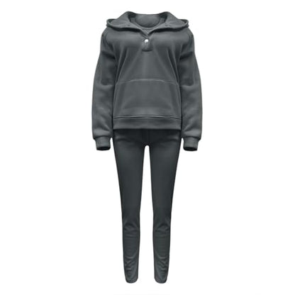 Lounge Sets for Women - 2 Piece Button Thick Outfits Sweatsuit Hoodies with Pants Fall Jogging Track Suits for Women