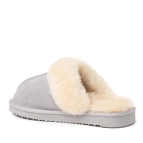 Dearfoams Women's Fireside Sydney Shearling Fur Indoor/Outdoor Scuff Slipper with Wide Widths