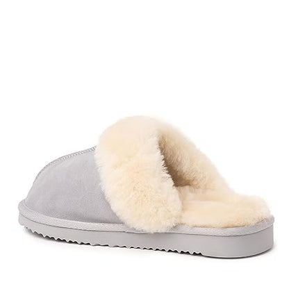 Dearfoams Women's Fireside Sydney Shearling Fur Indoor/Outdoor Scuff Slipper with Wide Widths