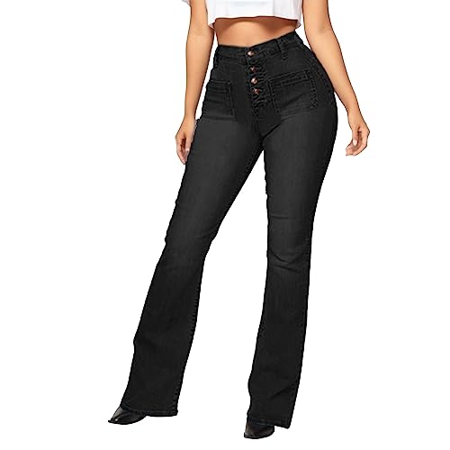 Women's Wide Leg Jeans High Waist Stretchy Classic High Rise Slimming Jeggings Cropped Wide-Leg Jeans