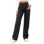 Women's Modern Straight Jeans Wide Leg Casual 2024 Boyfriend Cropped Raw Hem Denim Pants Cropped Wide-Leg Jeans