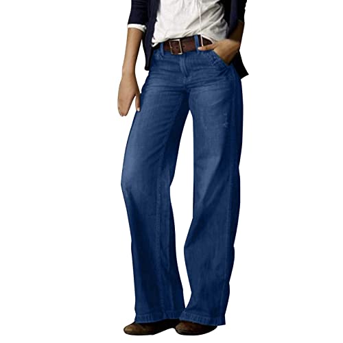 Jeans for Women High Waist Stretchy Classic Button Fly Stretchy Straight Legs Denim Pants Loose Boyfriend Denim Pant
