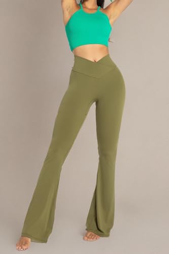 Sunzel Womens Flare Leggings with Tummy Control Crossover Waist and Wide Leg