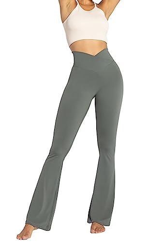 Sunzel Womens Flare Leggings with Tummy Control Crossover Waist and Wide Leg