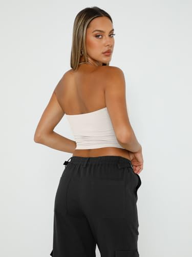 Trendy Queen Womens Tube Tops Strapless Crop Tops Basic Backless Sleeveless Bandeau Going Out Cute 2024 Summer Outfits