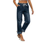 Womens Straight Leg Jeans High Waisted Wide Leg Jeans Casual Stretchy Denim Pants