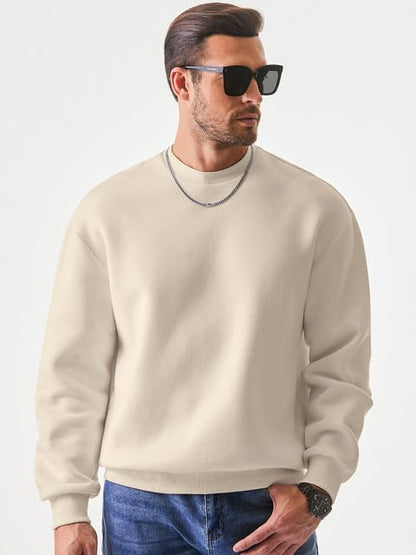 JMIERR Men's Casual Long Sleeves Crewneck Sweatshirts Cotton Pullover Sweatshirt for Men