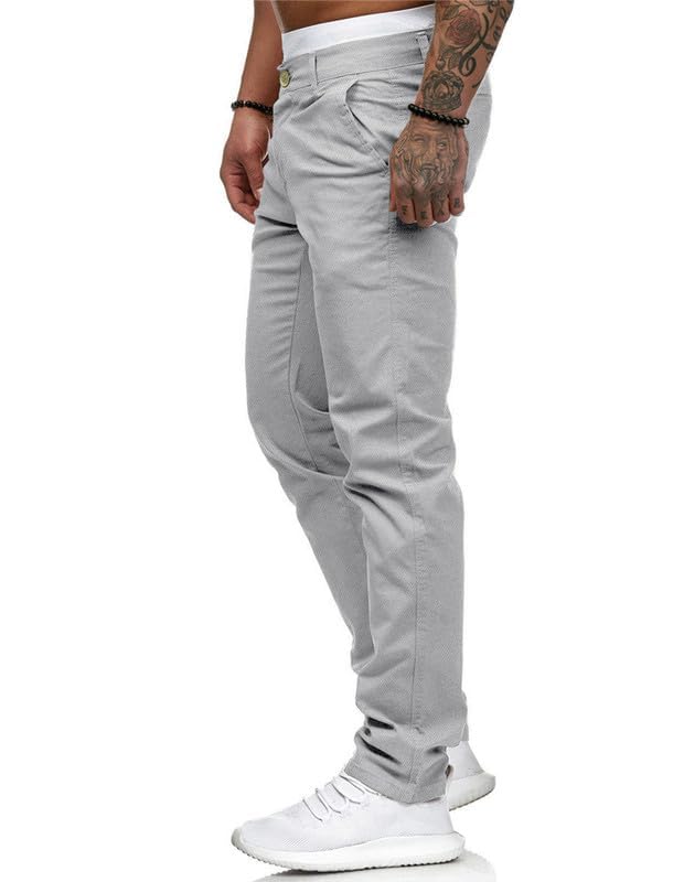HUNGSON Mens Chinos Slim Fit Stretch Flat-Front Skinny Dress Pants