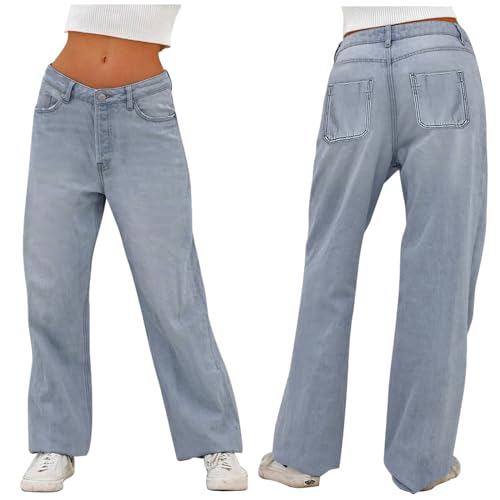 Women's Wide Leg Jeans High Waist Stretchy Classic High Rise Slimming Jeggings Cropped Wide-Leg Jeans
